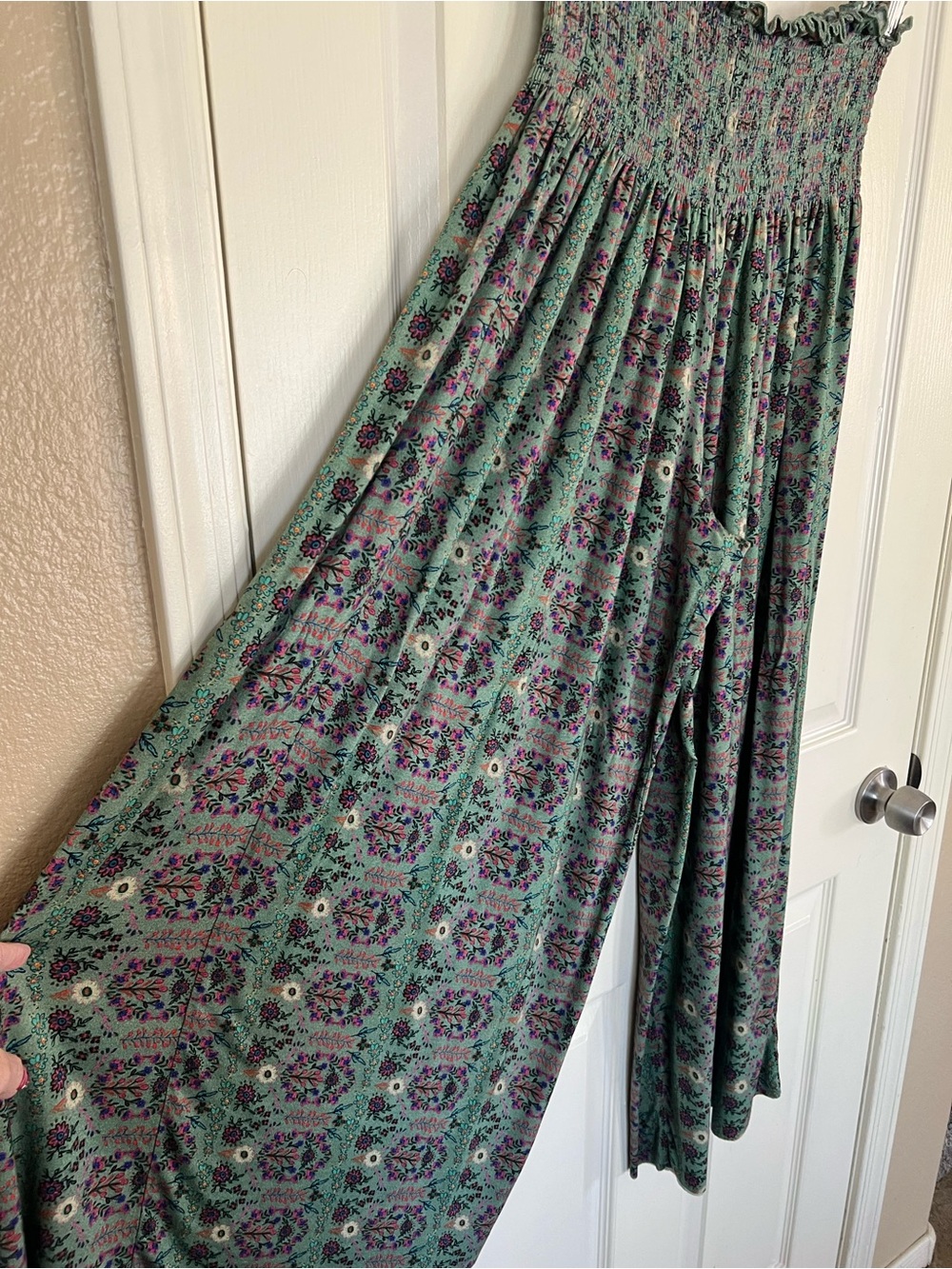 Natural Life Smocked Wide Leg Palazzo Pants Floral Boho L - Picture 3 of 12